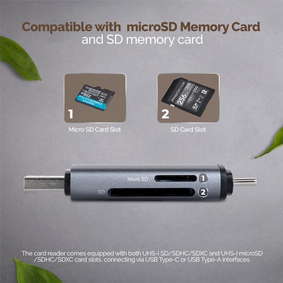 🔗 New🔗 Green Extreme USB 3.0 Type-A and Type-C  2 in 1 Card Reader - Picture 2 of 10